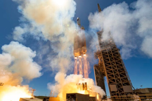 Integrated Northrop Grumman launch vehicle products support the successful launch of a ULA Delta IV Heavy rocket carrying a critical NRO payload on April 26, 2021 from Vandenberg Air Force Base. Photo credit: United Launch Alliance