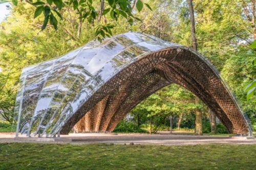 livMats constructed a biomimetic Pavilion in the Botanic Garden Freiburg