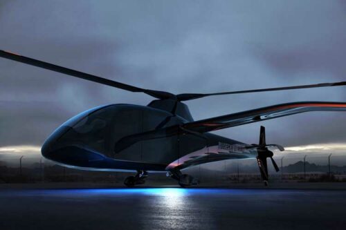 Rendering of the Piasecki PA-890 eVTOL Compound Helicopter, powered by the HyPoint turbo air-cooled hydrogen fuel cell system