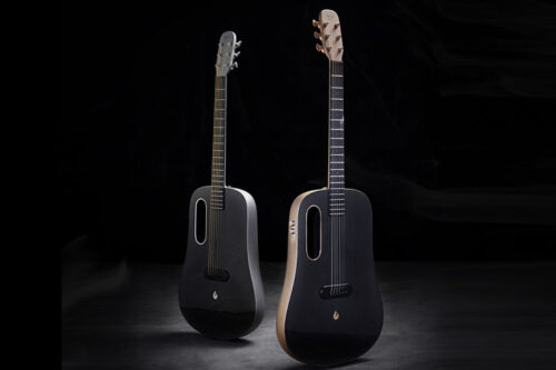 This semi-acoustic guitar is made in a single piece from carbon fiber