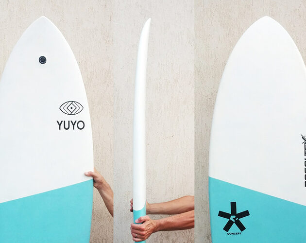 First recyclable surfboard with basalt fibers, circular epoxy and rPET