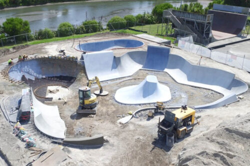 Skate park construction faster with flexible composite rebar