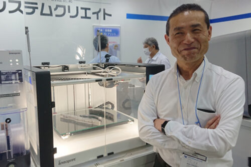 Mr. Masayoshi Kawakami, President of Systemcreate, at their booth at AM Japan, Tokyo, June 23rd.