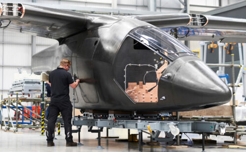 Vertical Aerospace’s all-electric flying demonstrator, the VX4, assembled and delivered from GKN Aerospace’s Global Technology Centre in Bristol