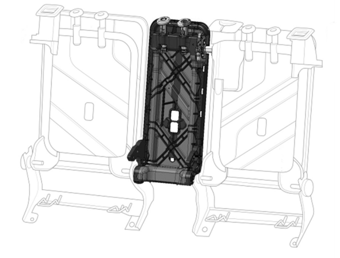 The part design combines organosheets with thermoplastic overmoulding, and metal inserts