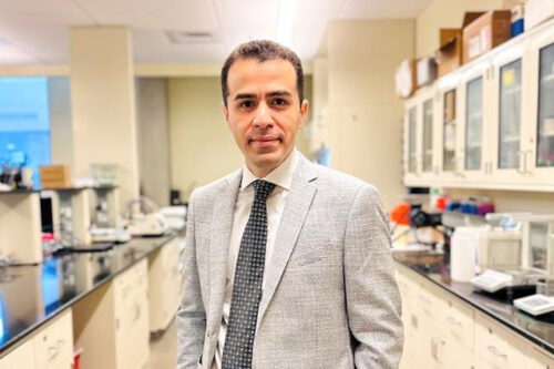 Mostafa Yourdkhani in his Multifunctional Polymers and Composites Laboratory, located in the Scott Bioengineering Building on the Colorado State University campus.