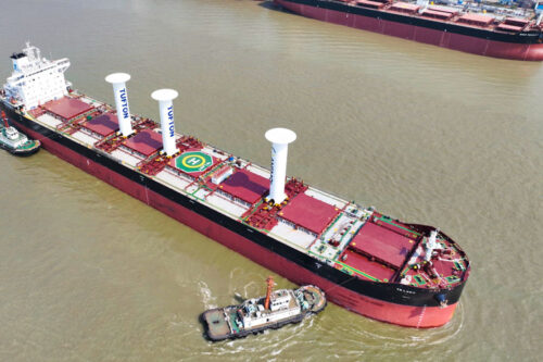 The rotor sail manufactured by Zhongfu Lianzhong ready to go to sea