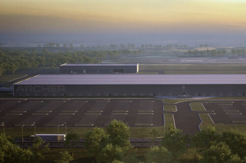 Rendering of world’s first high-volume eVTOL aircraft manufacturing facility located in Covington, Georgia