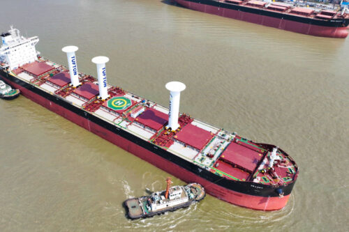 The rotor sail manufactured by Zhongfu Lianzhong ready to go to sea