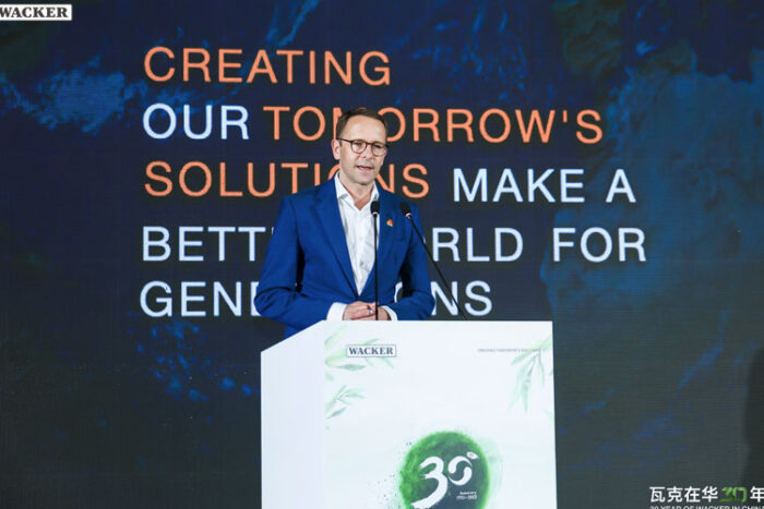 Christian Hartel, president and CEO of WACKER, opened the ceremony on the occasion of WACKER China’s 30th anniversary. (Photo: WACKER)