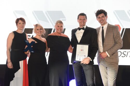 Metro Banks Kerry Reynolds and Heather Wood congratulate High Spec Composites