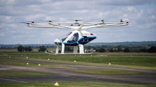 Volocopter's eVTOL's crewed test flight at the Aerodrome of Saint-Cyr-l'École