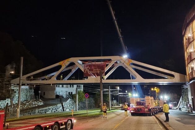 A groundbreaking composite truss bridge installed in Bergen, Norway