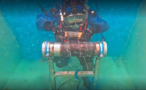 Figure 1. Application of composite wrap system in submerged environment