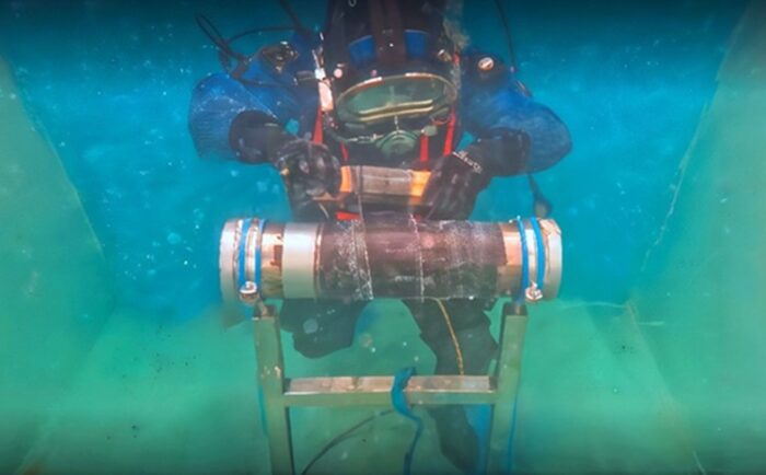 Figure 1. Application of composite wrap system in submerged environment