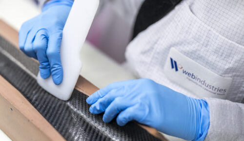 Web Industries offers a full range of material-agnostic composite formatting solutions, including preforming, tailored to end-user production cycles. (Photo courtesy of Web Industries.