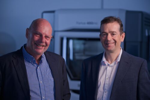 Left to right are David Roberts, chairman of the Advisory Board, and Airframe Designs CEO Jerrod Hartley