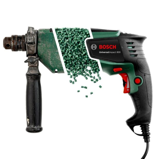 Bosch manufactures one of its drills using only recycled technical plastics