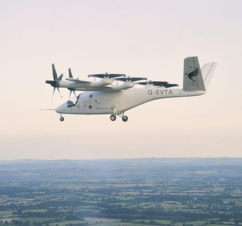 Vertical’s full-scale VX4 prototype during piloted flight testing © Vertical Aerospace