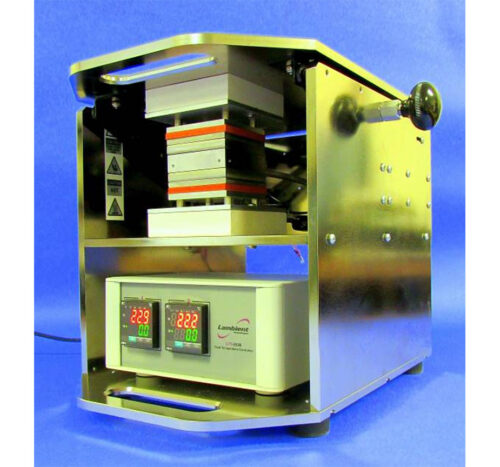 LTP-100 NanoPress with LTT-203B temperature controller closed with sensor platen